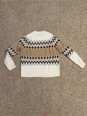Ann Taylor Women’s Fair Isle Mock Neck Sweater. Cream/Tan Multi. Size M. NWOT!